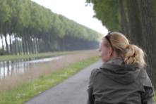 Beth on path to Bruges